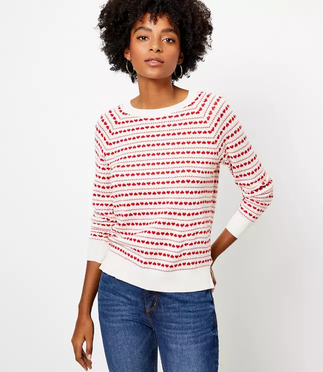 Heart Striped Sweater | LOFT