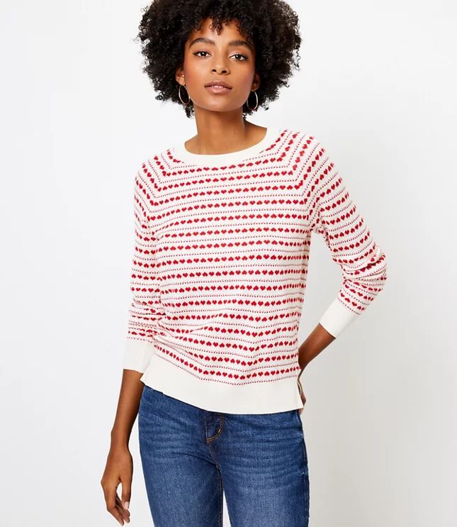 Heart Striped Sweater | LOFT