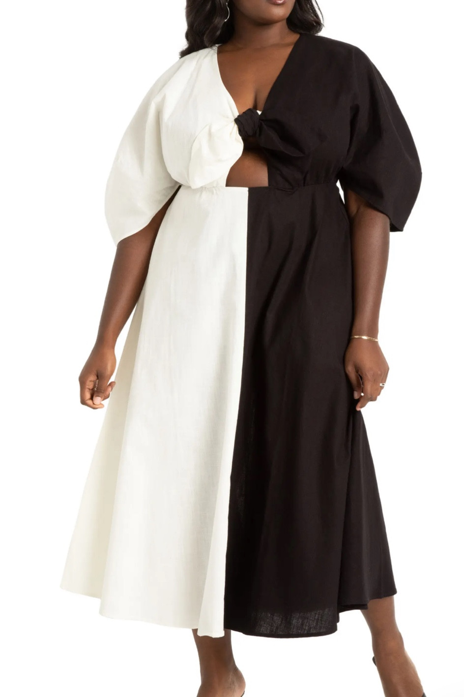 Black and white tie front midi dress. Cute dress for summer. Color block dress

#LTKcurves #LTKxNSale #LTKunder100