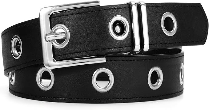 VONMELLI Women Punk Rock Belt for Jeans Dresses Grommet Waist Belt with Chain Hip-hop Style | Amazon (US)
