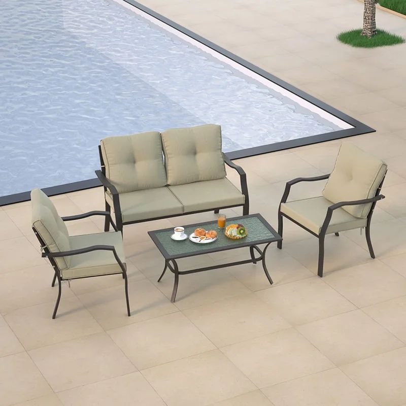 Rushayne Metal 4 - Person Seating Group with Cushions | Wayfair North America