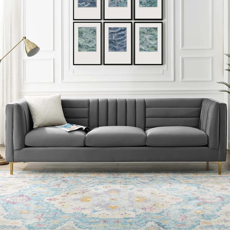 Piatt 90'' Velvet Tuxedo Arm Sofa | Wayfair North America