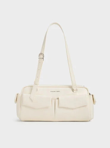 Rachel Elongated Multi-Pocket Shoulder Bag
    
         - Cream | Charles & Keith US