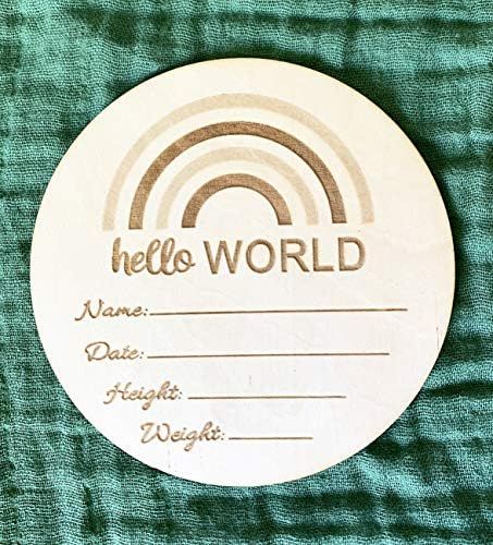 Rainbow Personalized Wood Birth Announcement Card Round for Newborn Photo Props|Wooden Infant Arr... | Amazon (US)