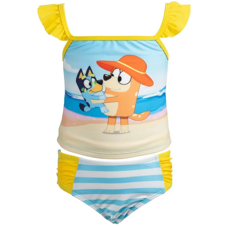 Bluey Bingo Toddler Girls Lace-Up Back Tankini Top and Bikini Bottom Swim Set Toddler to Little K... | Walmart (US)