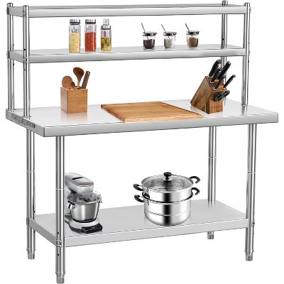 Stainless Steel 2-Tier Prep Table - Main 30x24" surface with 30x12" lower shelf for kitchen or commercial use. | Target