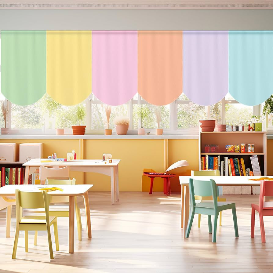 6 Pcs School Classroom Curtains Back to Classroom Colorful Curtains for Kindergarten Daycare Prim... | Amazon (US)