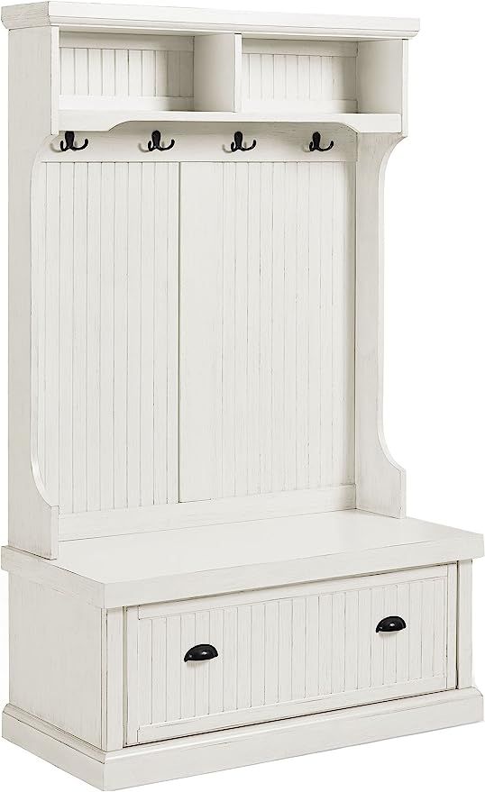 Crosley Furniture Seaside Hall Tree - Distressed White | Amazon (US)