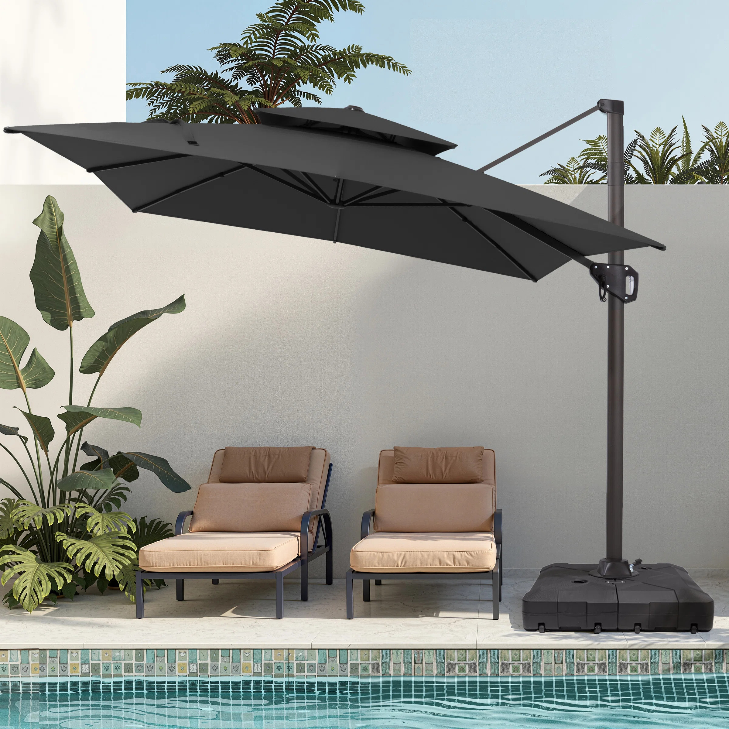 128'' X 104'' Rectangular Cantilever Umbrella with Weighted Base | Wayfair North America