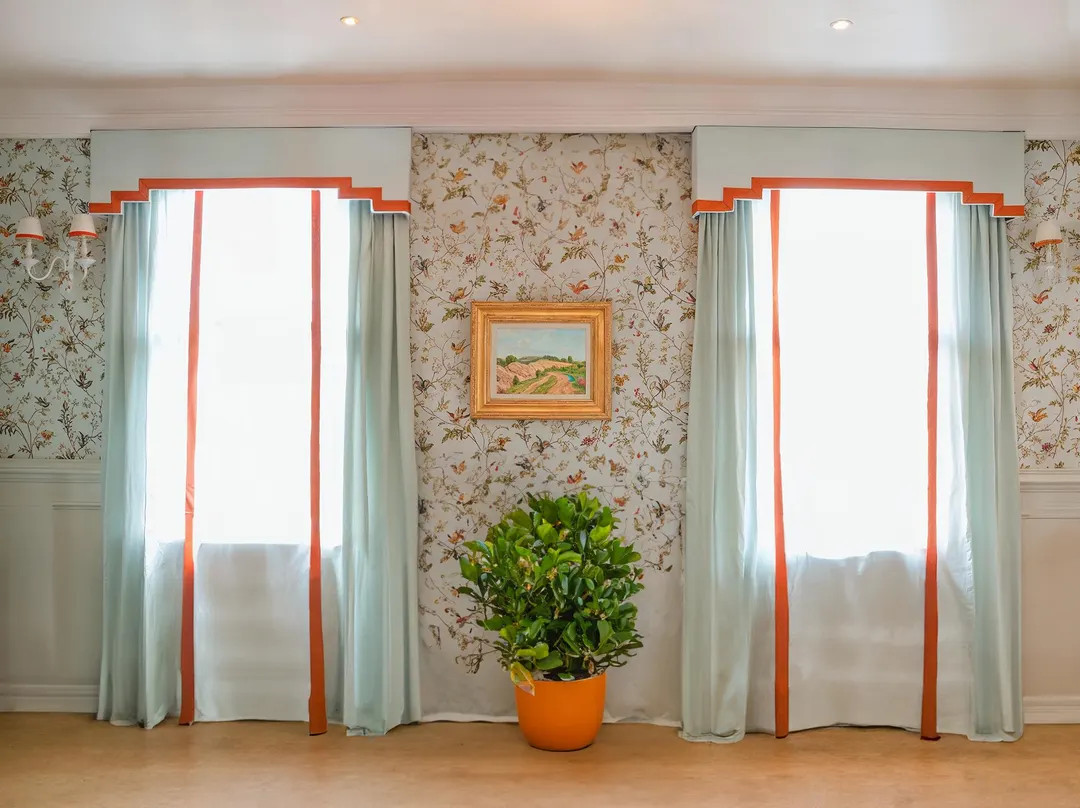 Light Green Valance With Orange Trim, Valance With Tracks, Custom Sizes, Multiple Colors - Etsy | Etsy (US)