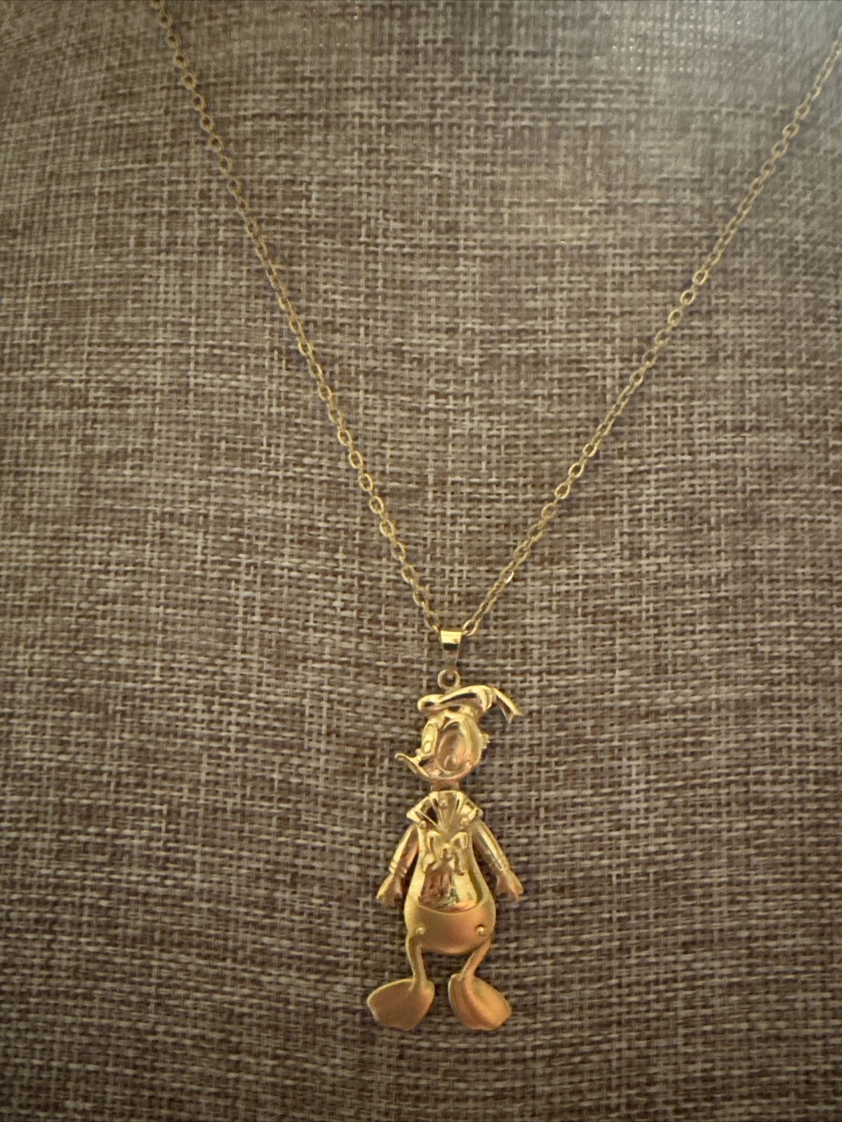 18K Solid Yellow Gold Moveable Donald Duck Pendant on 14k GP Stainless Necklace  | eBay | eBay US