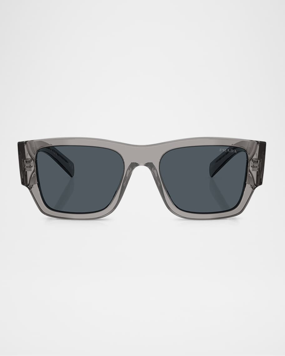Prada Men's Triangle Logo Bicolor Rectangle Sunglasses | Neiman Marcus