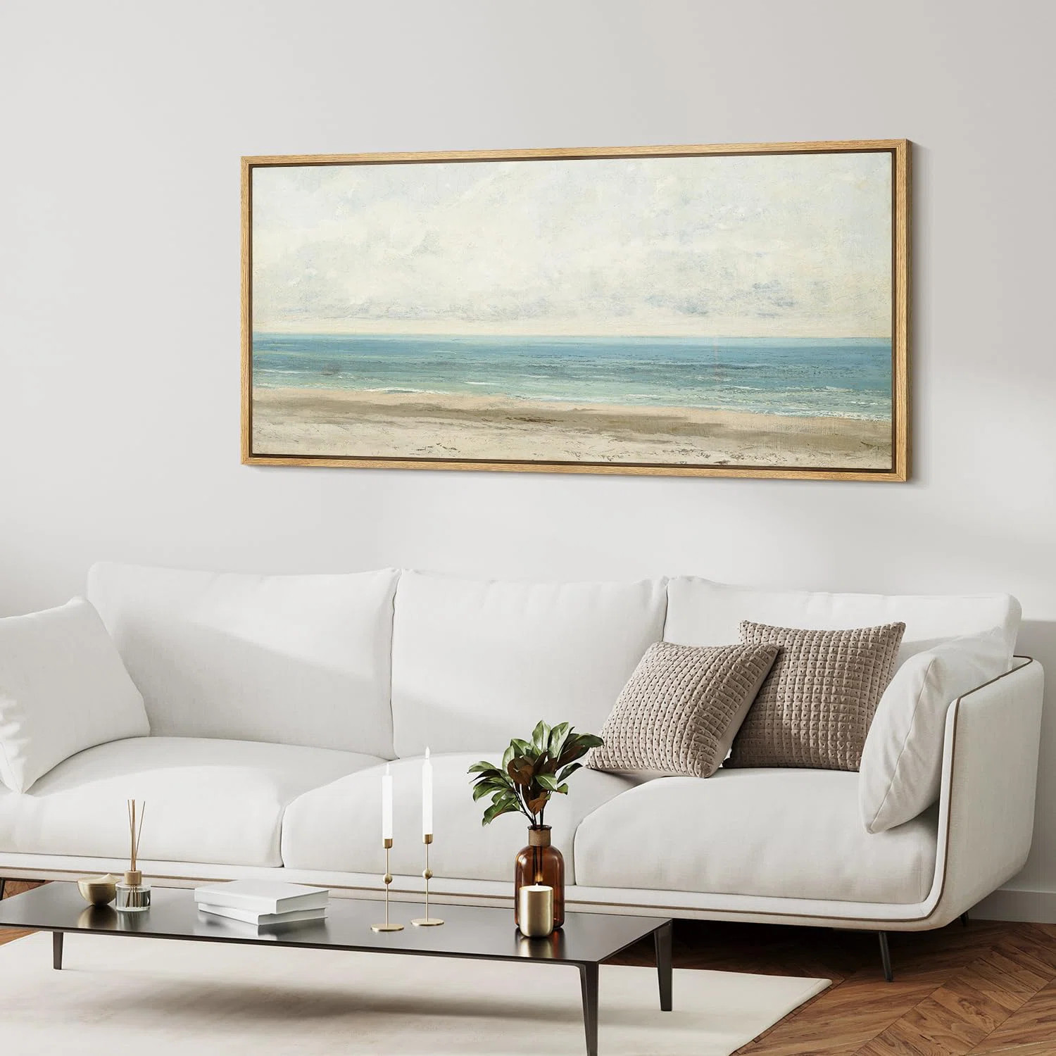 Coastal Beach " Serene Seaside Subtle Beach And Ocean Landscape Rustic Retro Art Decor Extra Larg... | Wayfair North America