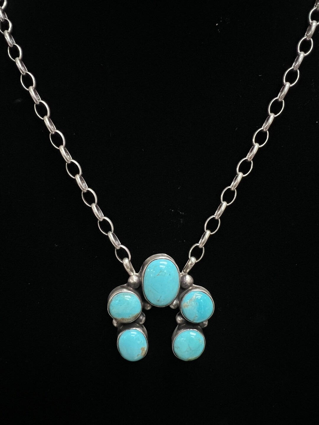 Augustine Largo, Navajo, Turquoise Naja Cluster Pendant in Sterling Silver, 17 Inches - Etsy | Etsy (US)