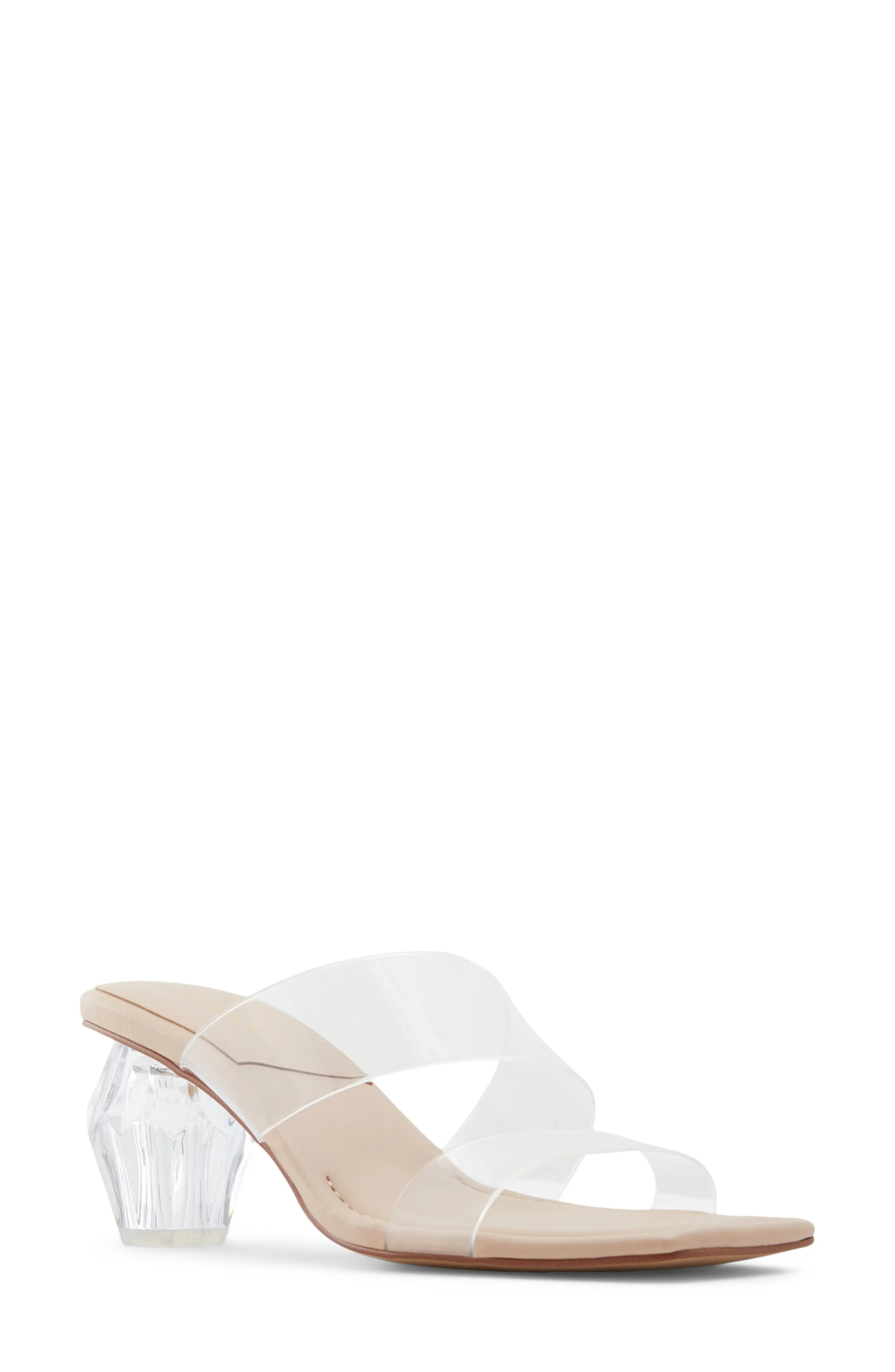 ALDO Aerno Transparent Strap Sandal in Bone at Nordstrom, Size 7 | Nordstrom