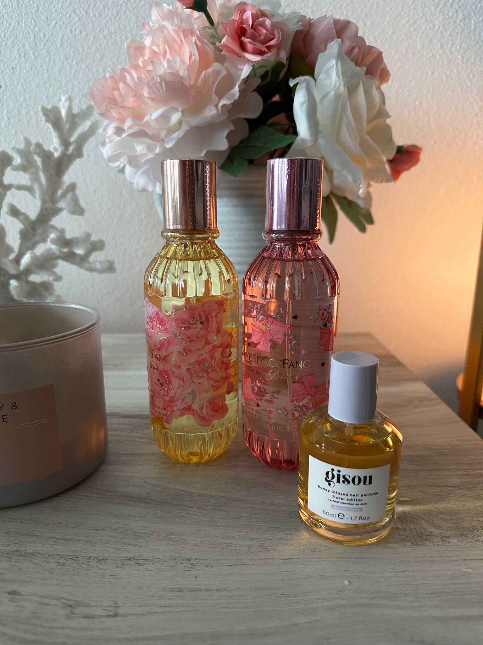 Mini Sephora hair perfume haul 🌸💐🎀😍

The lavender smells INCREDIBLE! 10/10 a soft feminine, floral scent reminiscent of a midnight stroll through an enchanted forest lined with honeysuckle and midnight flowers 🌸 

The love shack hair mists are light and sweet. 

Sugar blush reminds of a pretty sweet pastry shoppe with warm cookies and candles burning. It’s feminine and sweet perfect for year round. 

Velvet sun is semi solar yet warm, soft, sweet and feminine. Kind of gives sol de Janero flanker vibes. The sunny aspect makes this a perfect transition into Florida fall for days at the pool, class, gym or meeting for brunch with the girls 🎀✨🌸

#LTKBeauty #LTKFindsUnder50