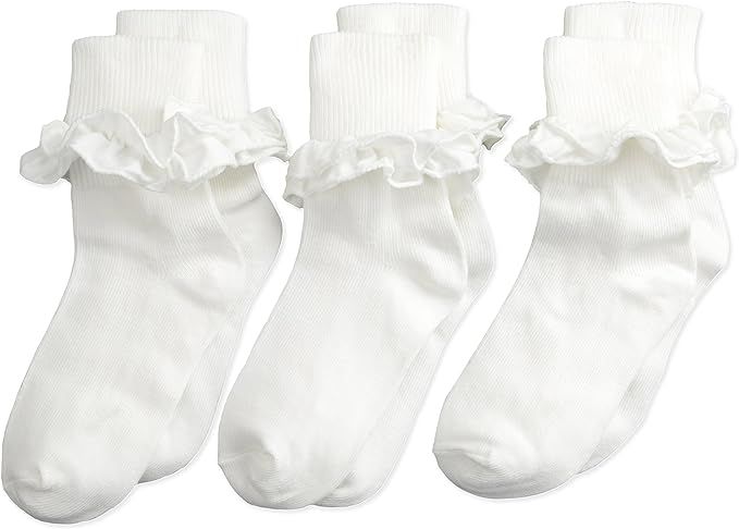 Jefferies Socks Girls 2-6X Misty Ruffle Turn Cuff 3 Pair Pack Socks | Amazon (US)