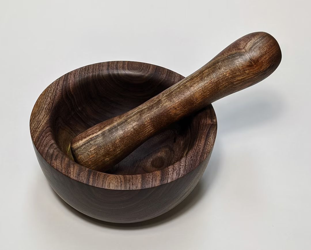 Small Wood Mortar and Pestle Set Made From Walnut Cherry or - Etsy | Etsy (US)