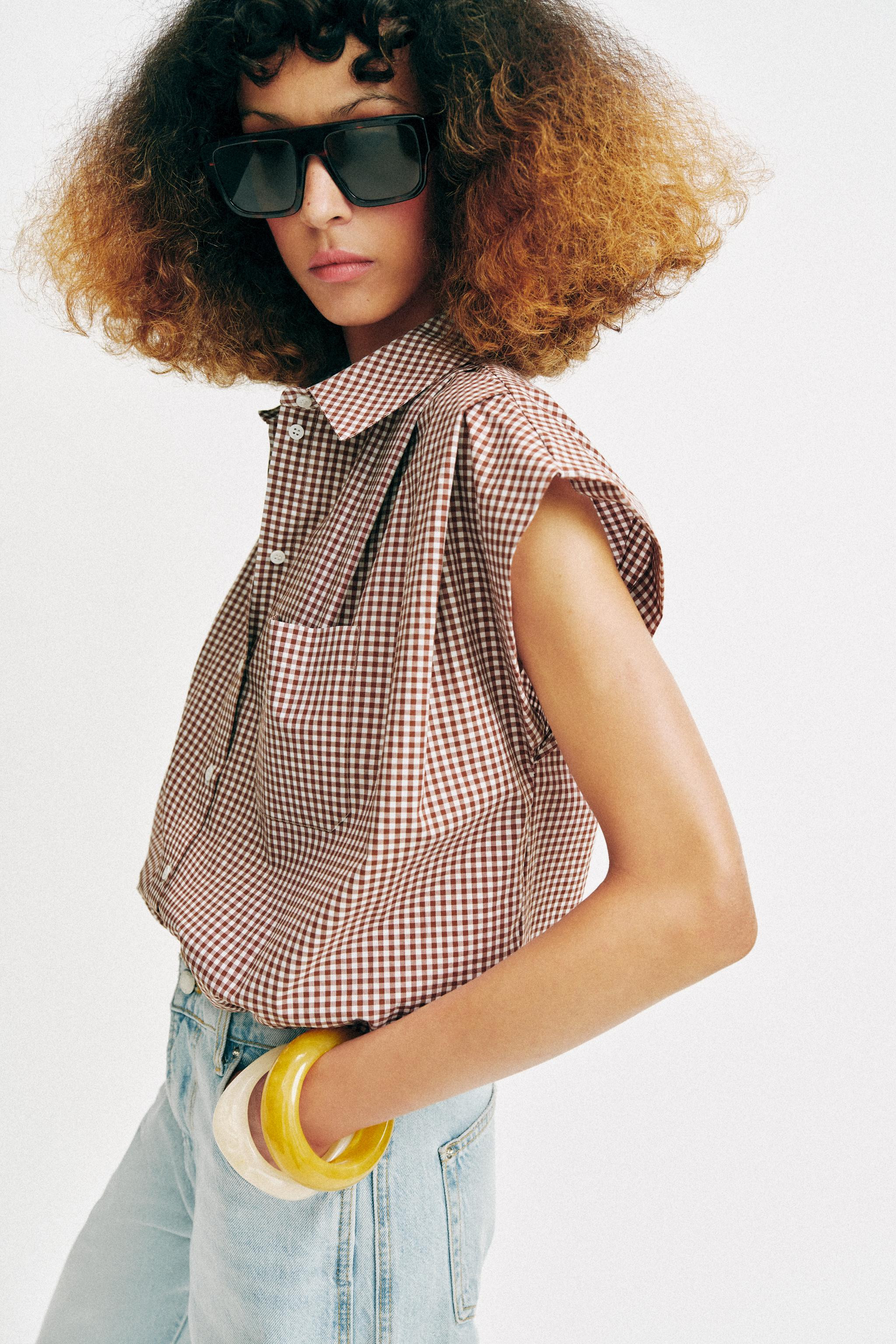 CROPPED GINGHAM SHIRT | Zara US