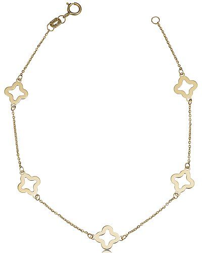 14K Italian Gold Clover Flower Station Bracelet | Gilt