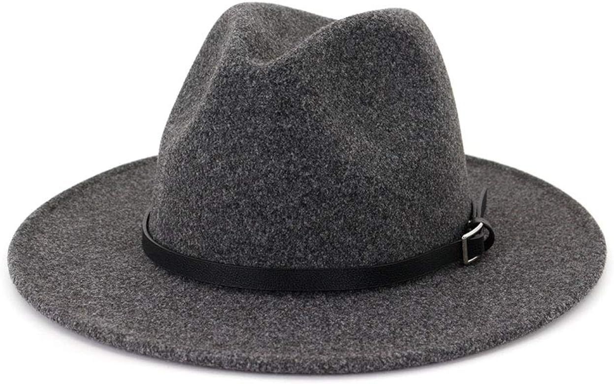 Lisianthus Womens Classic Wool Fedora with Belt Buckle Wide Brim Panama Hat | Amazon (US)