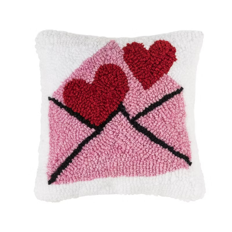 C&F Home 8" x 8" Love Letter Hearts Hooked Valentine's Day Pillow 8" x 8" | Target