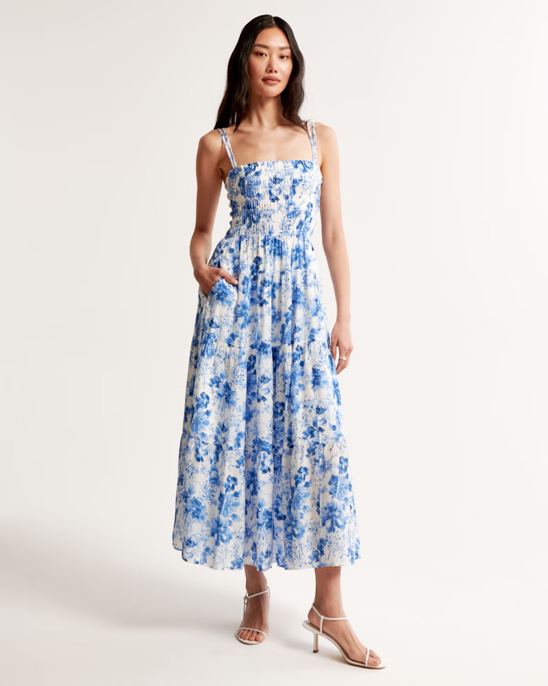 Smocked Bodice Maxi Dress | Abercrombie & Fitch (US)