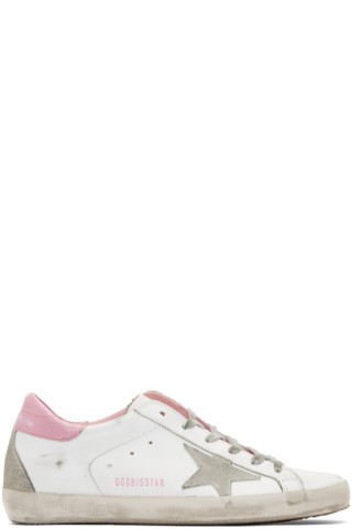 Golden GooseWhite & Pink Superstar Sneakers$480 USD $398 USD | SSENSE 