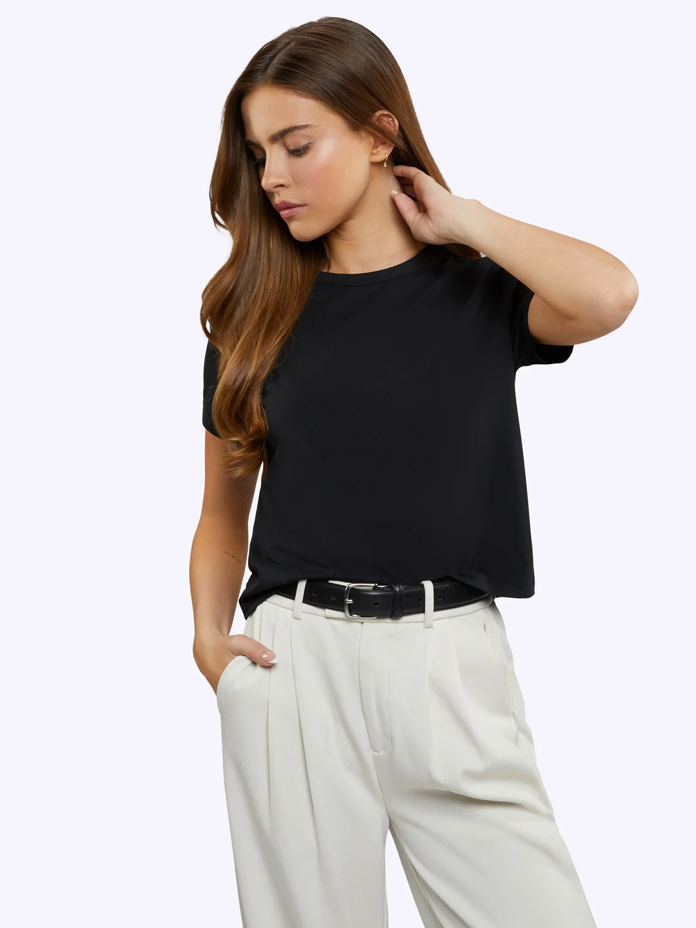 Plain Black T-Shirt - Women’s | Classic-Fit Black Tee | Cuts Clothing Inc.