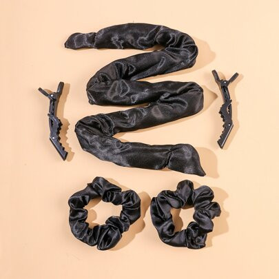 Heatless Hair Curler, No Heat Curls Heatless Hair Rollers Ribbon With Hair Clips And Scrunchies, Sleeping Curls Silk Ribbon | SHEIN