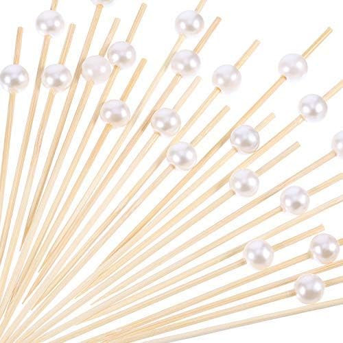 Blulu 200 Pack Cocktail Picks 4.7 Inch Fruit Sticks Pearl Bamboo Toothpicks for Wedding Birthday ... | Amazon (US)