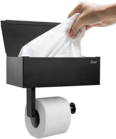 LOKBY Toilet Paper Holder with Shelf - Adhesive or Screw Wall Mounted Stainless Steel Toilet Pape... | Amazon (US)