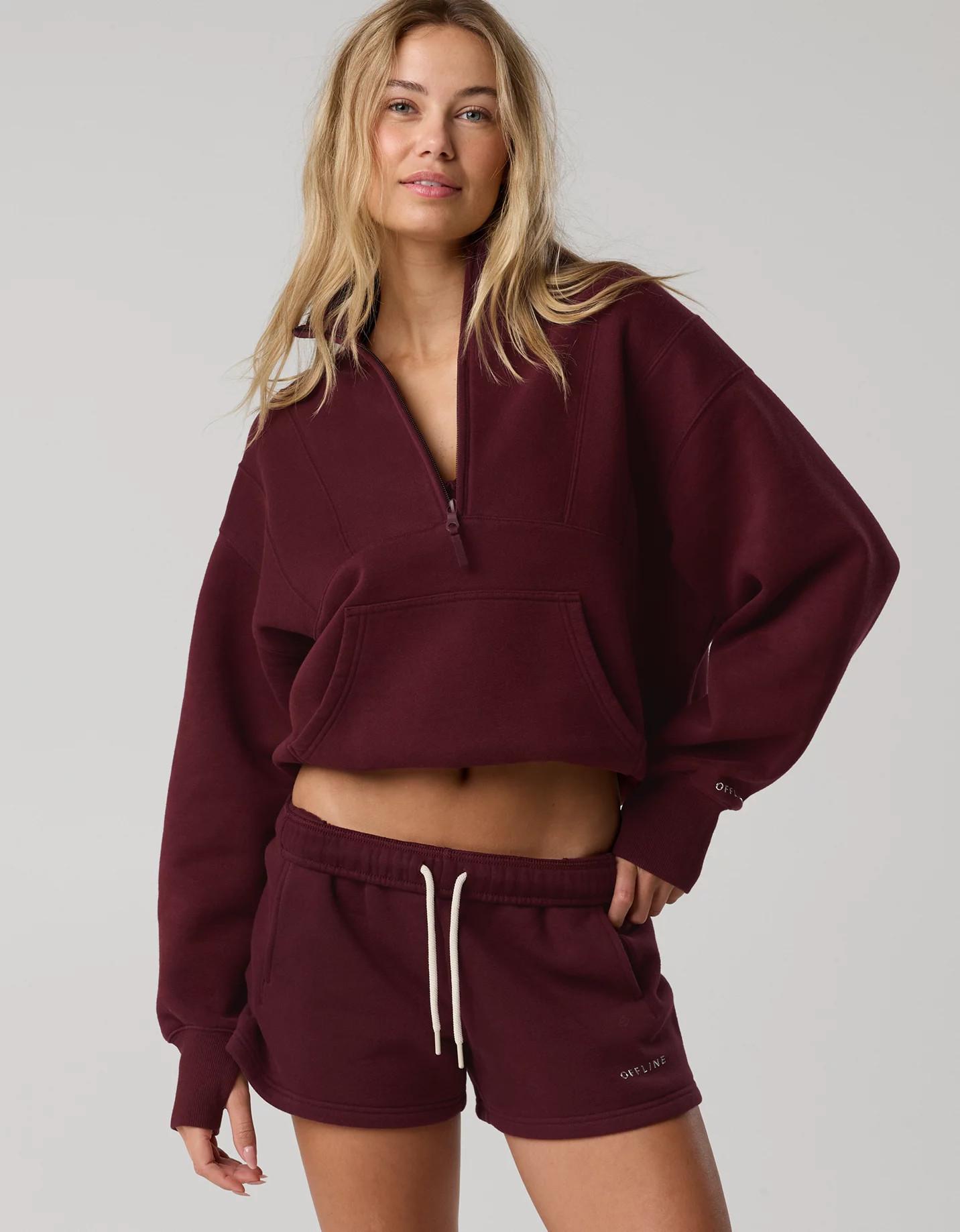 New + Matching Set OFFLINE By Aerie Cloud Fleece Seamed Quarter Zip Sweatshirt | American Eagle Outfitters (US & CA)