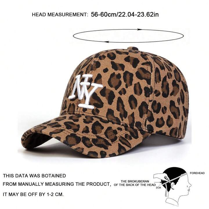 1pc Women's NY Leopard Letter Embroidered Baseball Cap, Casual Street Fashion Hat For Spring, Aut... | SHEIN