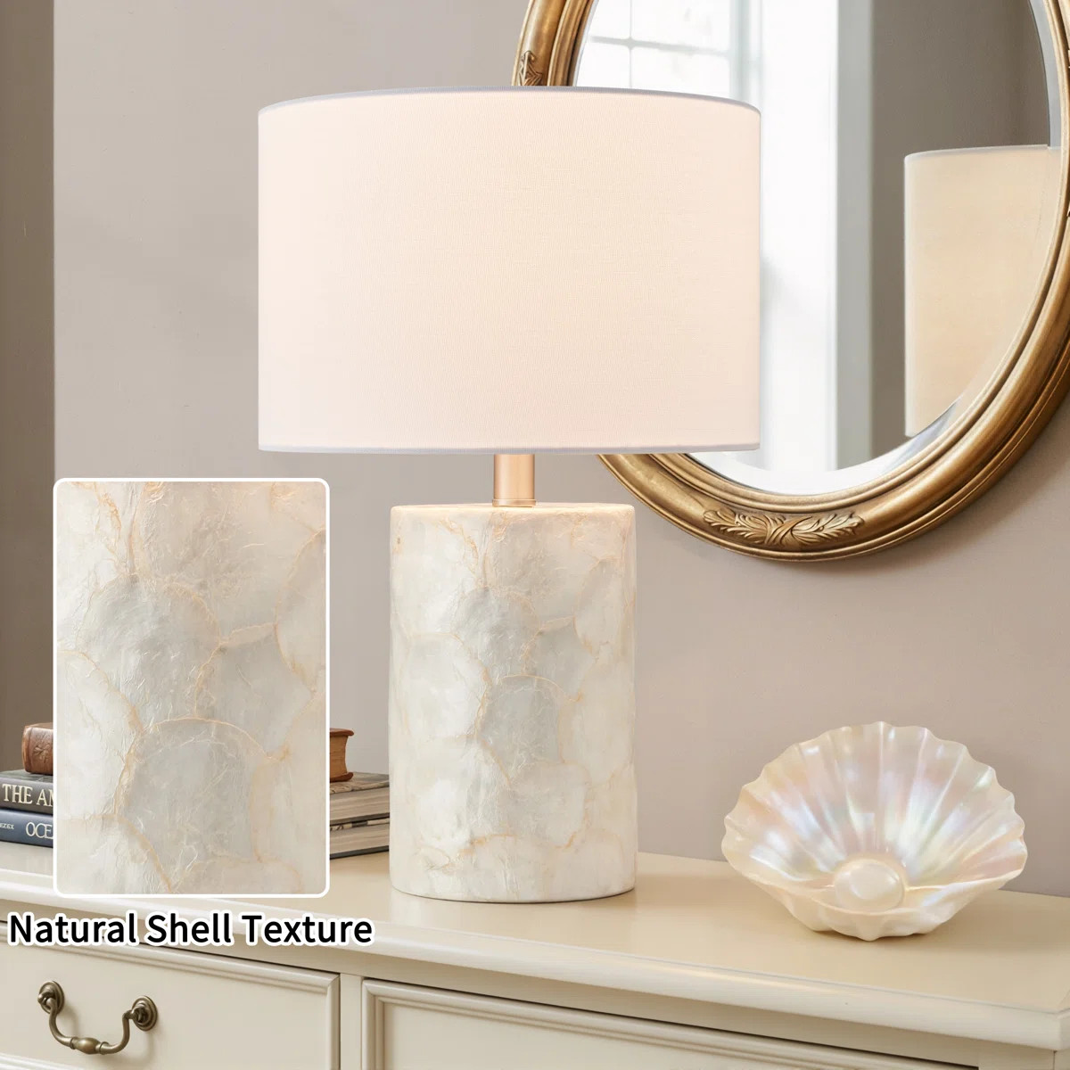 18’’ Natural Seashell Resin Table Lamp | Wayfair North America
