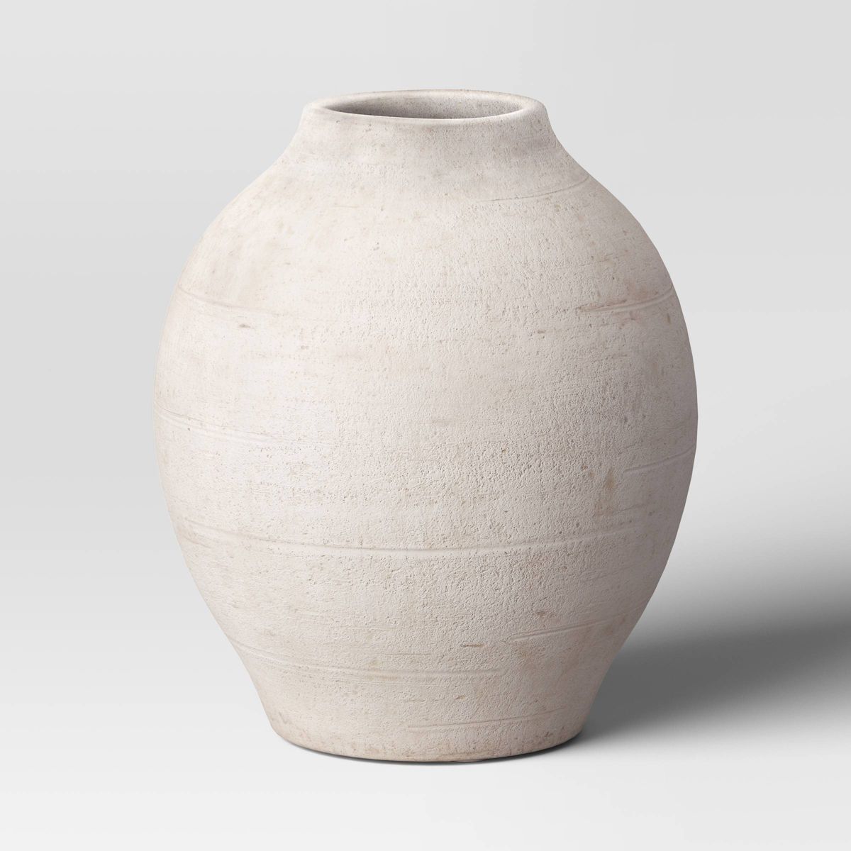 Large Ceramic Rustic Artisan Vase - Threshold™: Neutral Distressed Cream, Tabletop Decor | Target