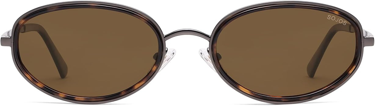 SOJOS Trendy Oval Polarized Sunglasses for Women Men, 80s 90s Chic Retro Vintage Sunnies SJ1248 | Amazon (US)