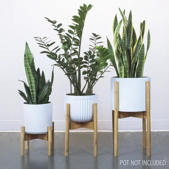 Mid Century Plant Stand - Adjustable Width 9" to 12" | Indoor Planter Stands | Modern Design  Nat... | Etsy (US)