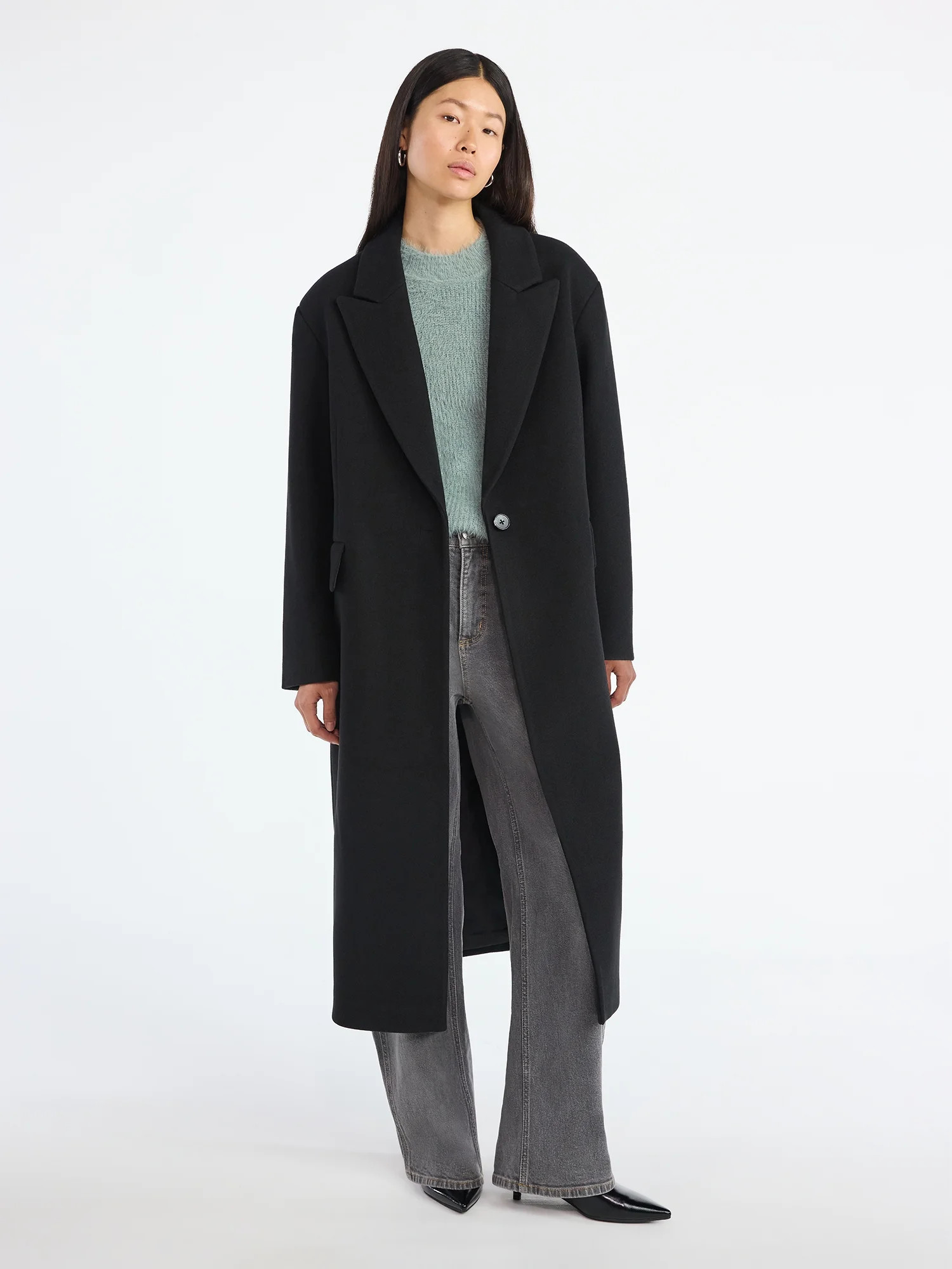 Scoop Women's and Women's Plus Oversized Faux Wool Coat, Heavyweight, Sizes XS-4X | Walmart (US)