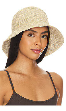 Lele Sadoughi Metallic Yarn Crochet Bucket Hat in Gold from Revolve.com | Revolve Clothing (Global)