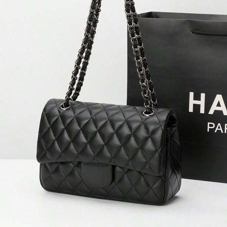 Umhängetasche Klassische Umhängetasche Aus Echtem Leder Mit Rautenmuster, Kleine Tasche Im Stil, Hochwertige Textur | SHEIN