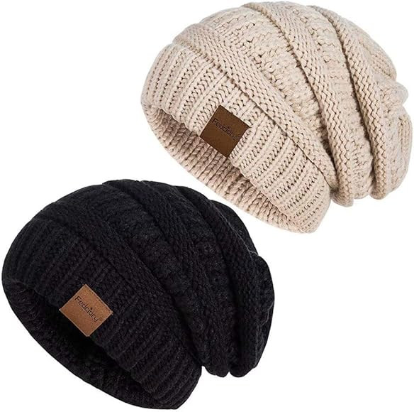 Fedciory Womens Slouchy Beanie Hat, Winter Warm Knit Oversized Chunky Thick Soft Ski Cuff Cable C... | Amazon (US)