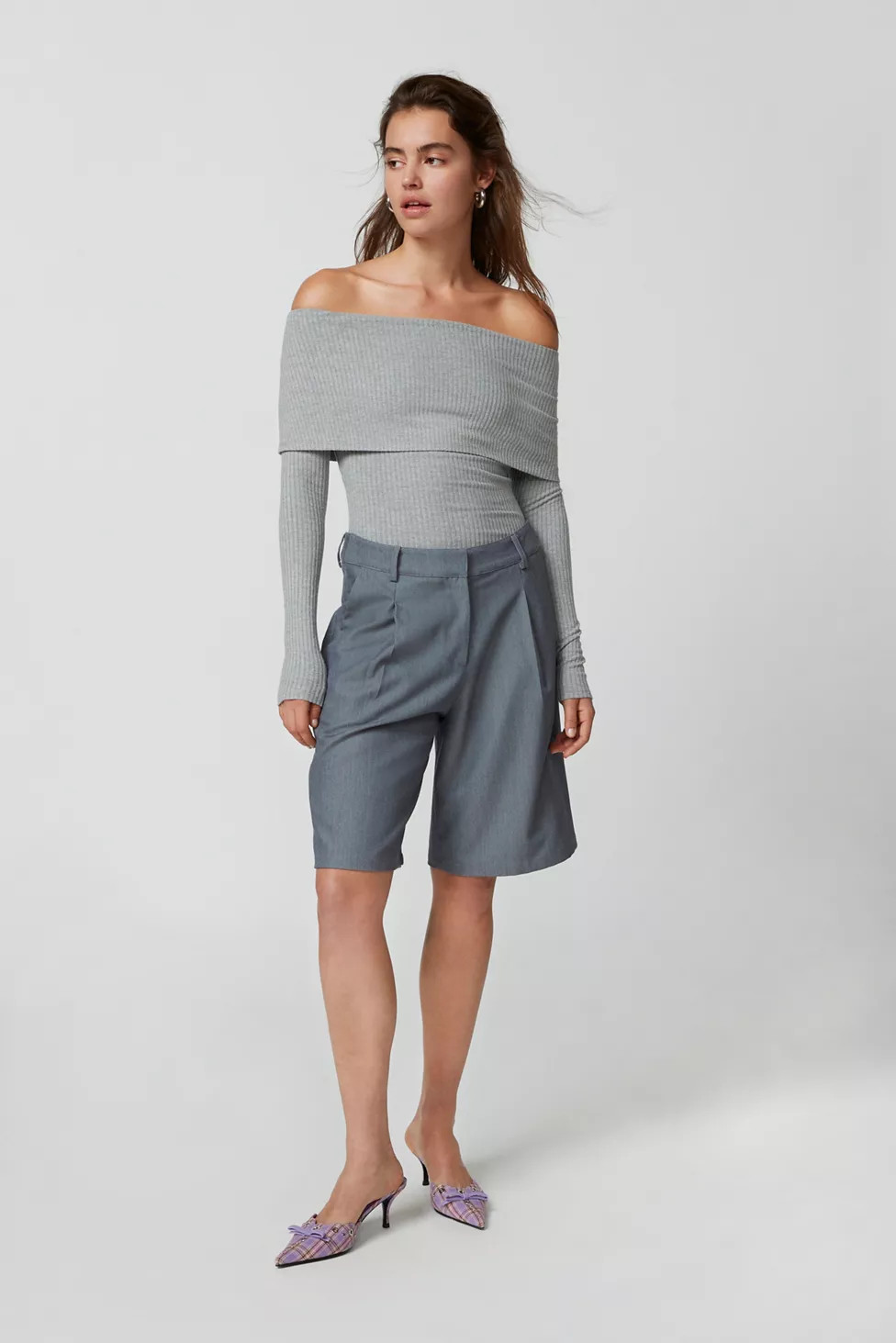UO Hailey Foldover Off-The-Shoulder Long Sleeve Top | Urban Outfitters (US and RoW)