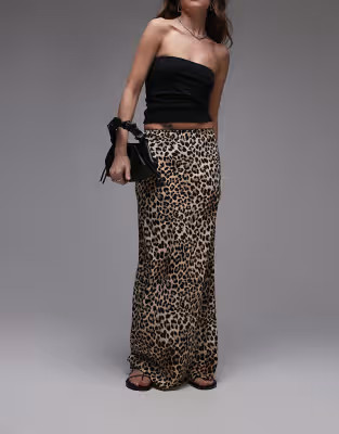 Topshop maxi lingerie trim bias cut skirt in leopard print | ASOS | ASOS (Global)