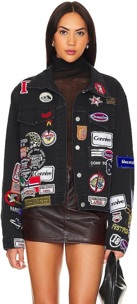 Embroidered Patch Denim Jacket | Amazon (US)