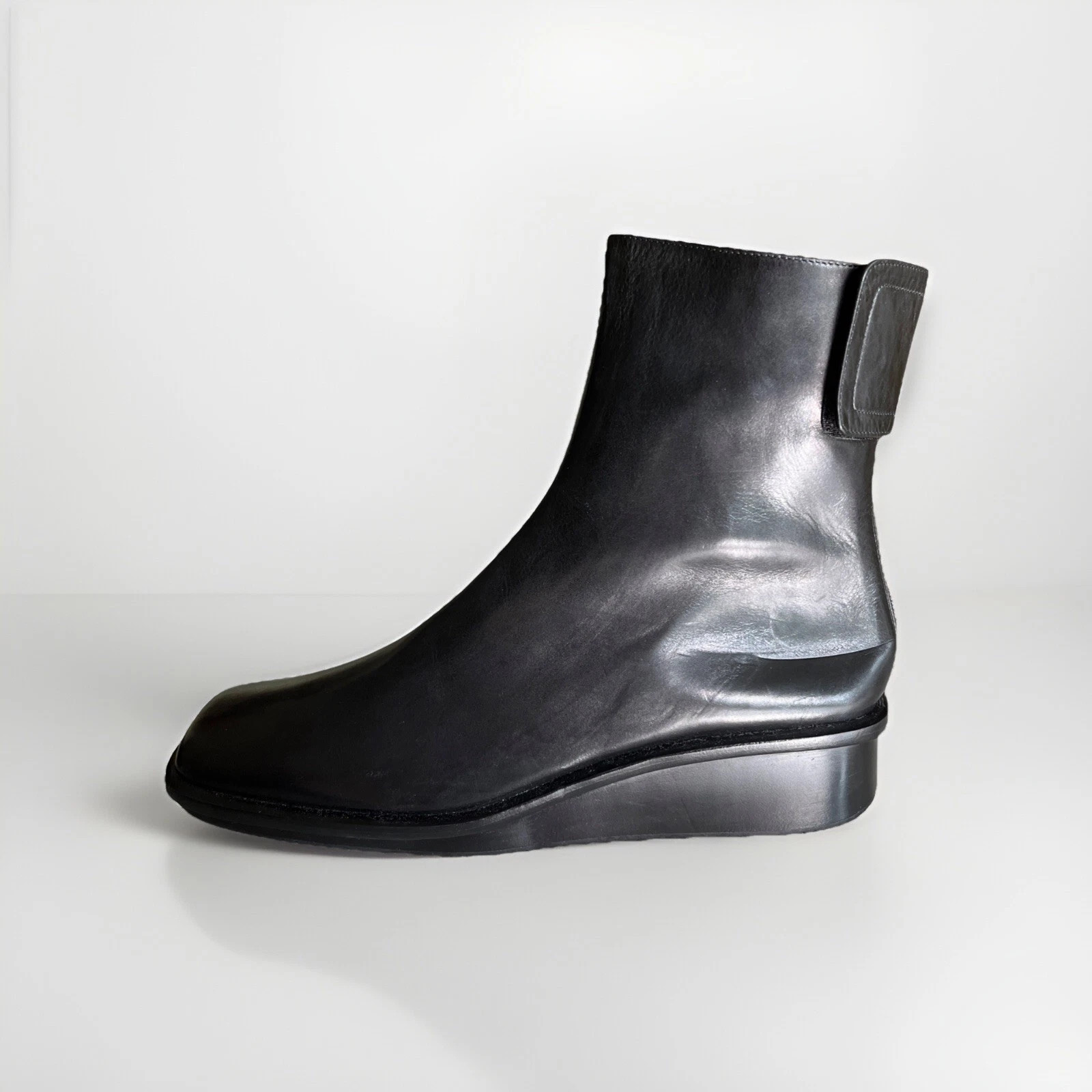 Y2K Black BALLY Zippered leather Boots Square Toe CLARA Zip 8.5 M ITALY Chunky | eBay US