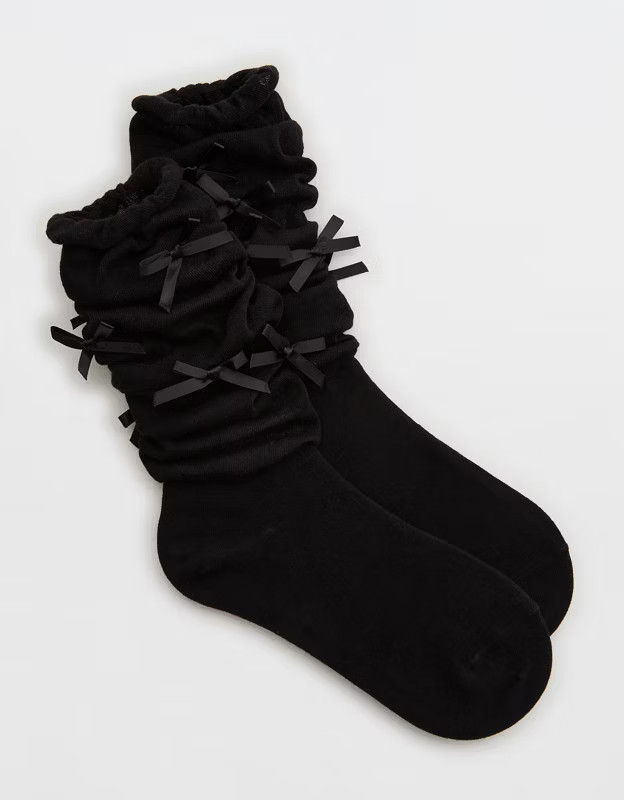 Aerie Mesh Bow Slouch Socks | American Eagle Outfitters (US & CA)