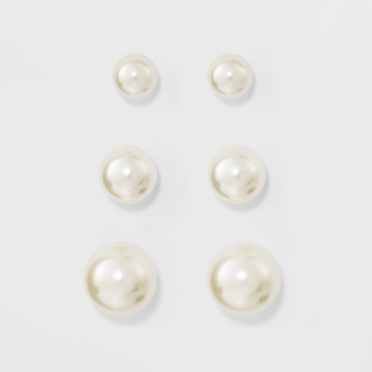 Faux Pearl Stud Earring Set 3ct - A New Day™ Silver | Target