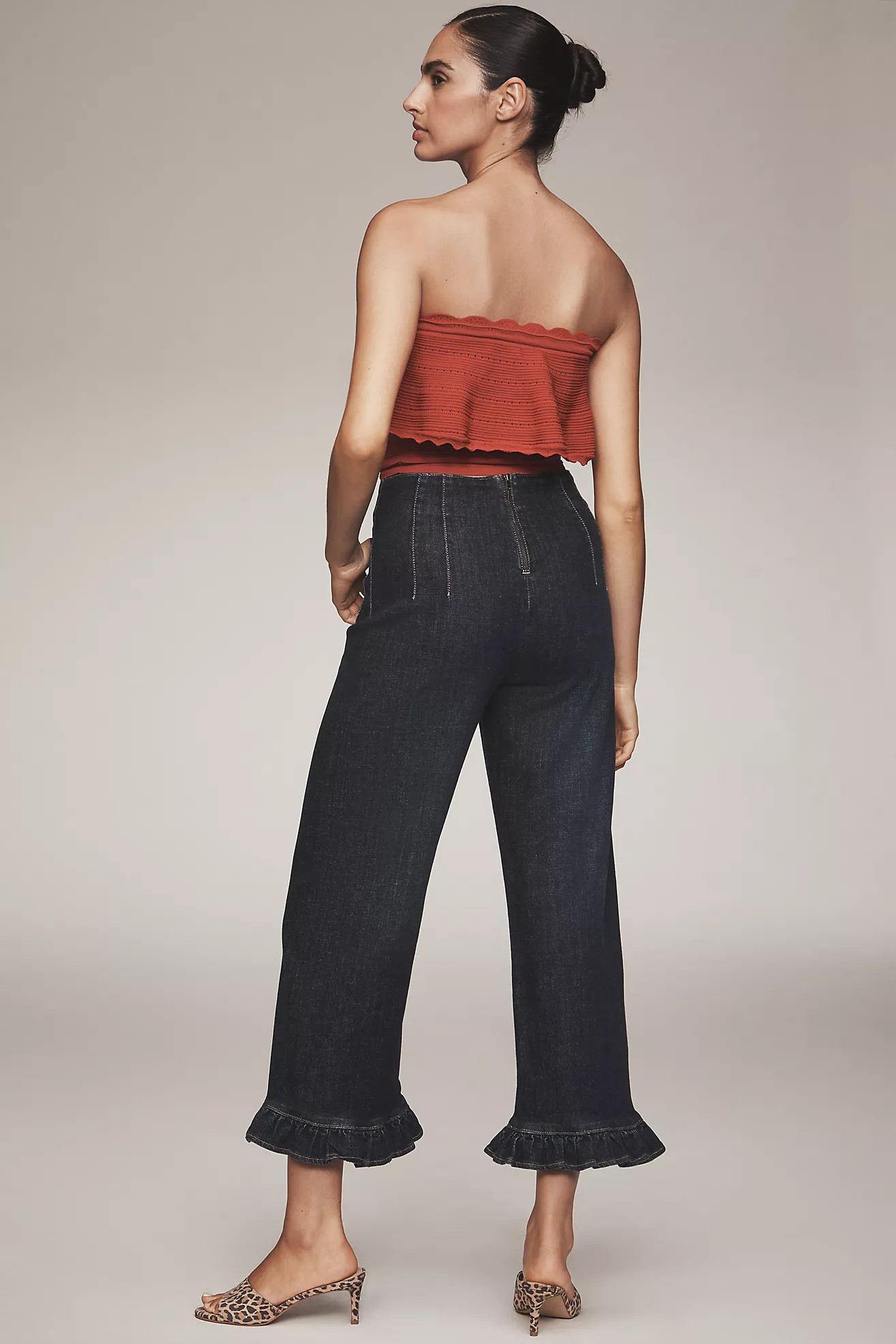 The Colette Ruffle-Hem Crop Wide-Leg Jeans by Maeve | Anthropologie (US)