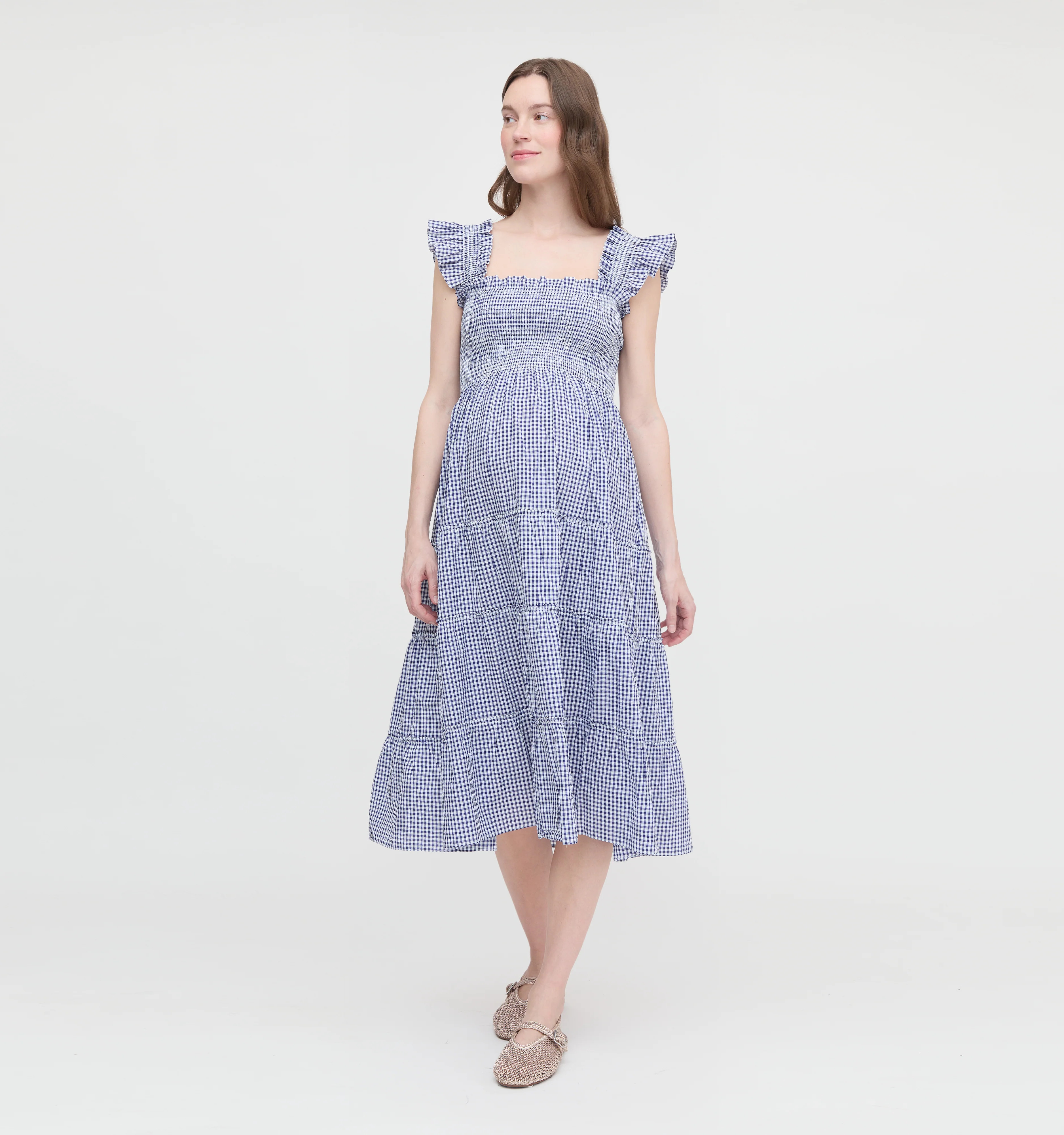 The Maternity Ellie Nap Dress - Navy Gingham | Hill House Home US